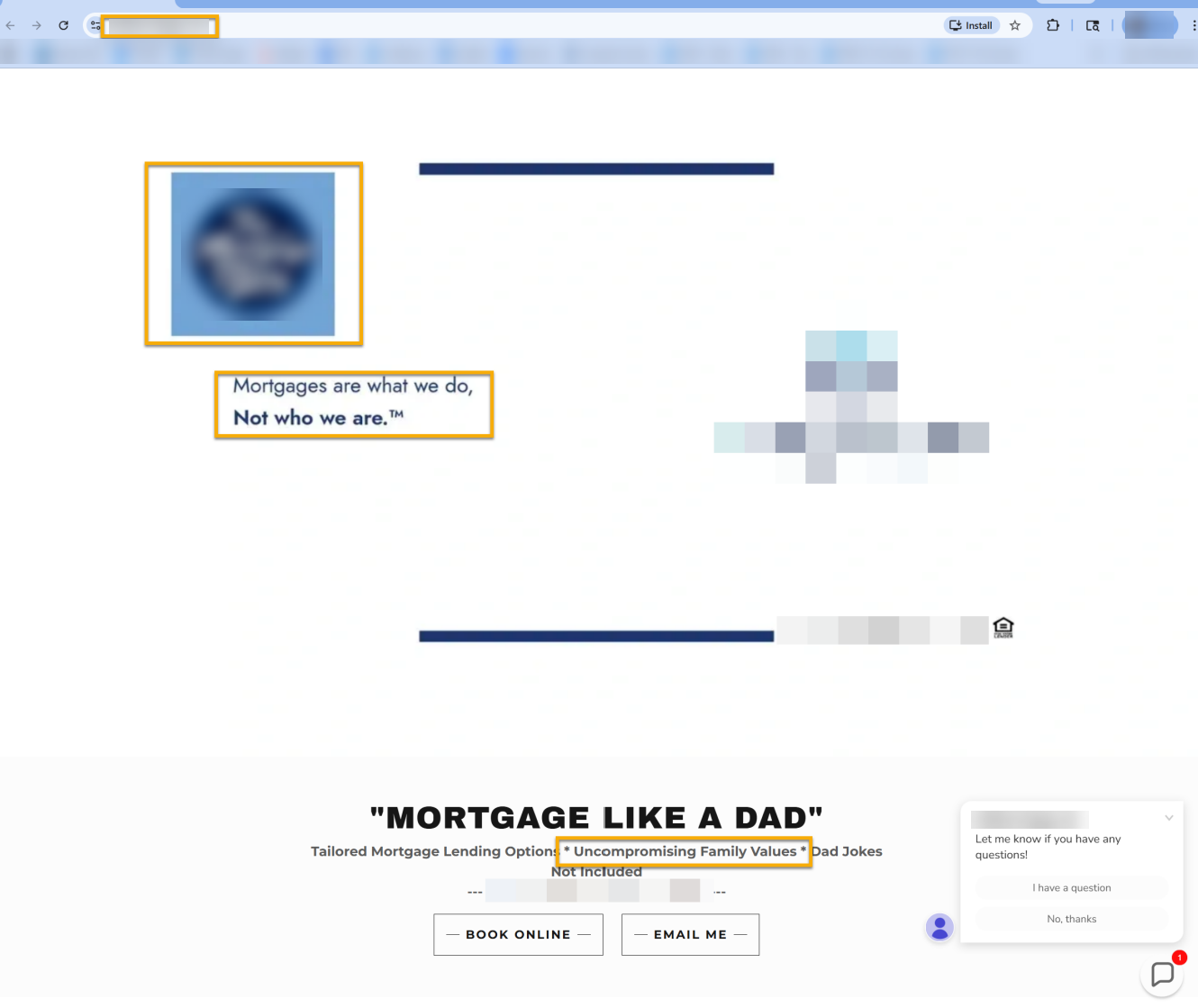 Loan officer standalone website promoting family values under an unregistered DBA