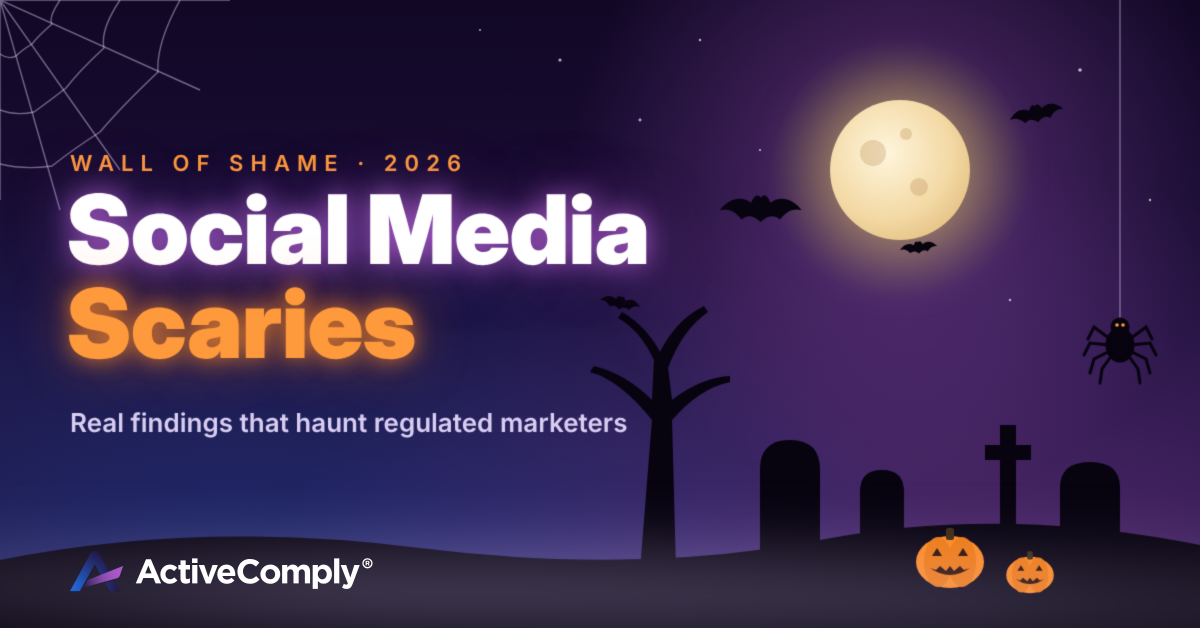 2026 Social Media Scaries: spooky Halloween graphic with the ActiveComply logo